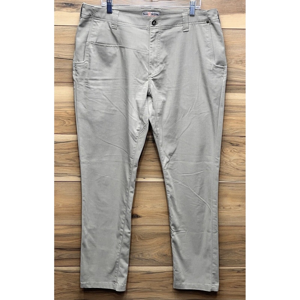 5.11 Tactical Skinny Pants Men's 38 X 36 Beige Mid-Rise Slash Pockets Zip Fly